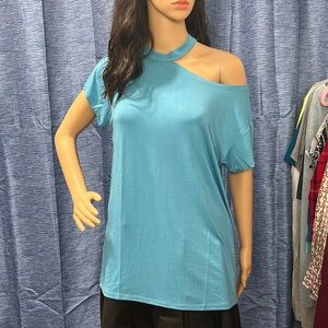NWOT blue half cold shoulder